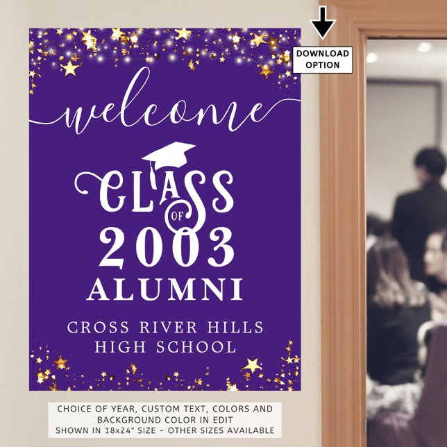Class Reunion Welcome Purple Gold Stars Custom Poster (Creator Uploaded)