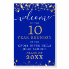 Class Reunion Welcome Royal Blue Gold Stars Script
