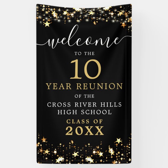 Class Reunion Welcome Stars Script Custom Colours Banner (Vertical)