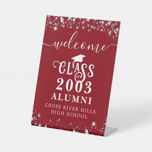 Class Reunion Welcome Table Sign Red (Front)