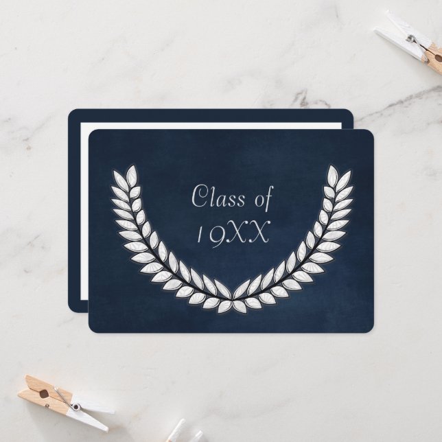 Class Reunion With Silver Laural Invitation (Front/Back In Situ)