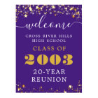 Class Reunion Year Welcome Purple Gold Stars