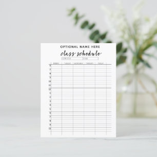 Class Schedule for Semester - black and white