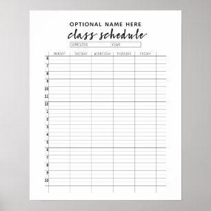 Class Schedule for Semester - boho arch pattern Poster
