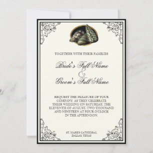 Class Shells Black and Cream - Wedding Invitation