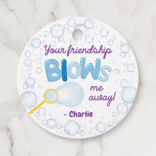 Class Valentines Bubble Favours Favour Tags (Front)