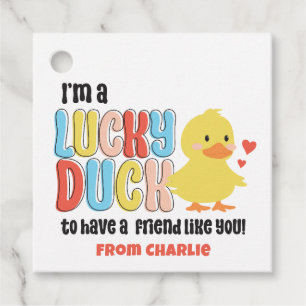 Class Valentines Lucky Duck Rubber Ducky Favour Tags