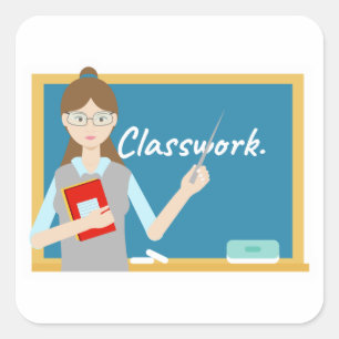 Class work square sticker