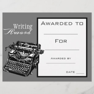 Class Writing award typewriter