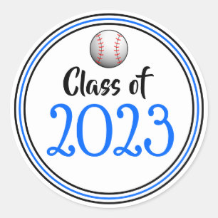 Class Year Blue & Black Graduation Classic Round Sticker