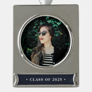 Class Year Graduation Photo Silver Plated Banner Ornament