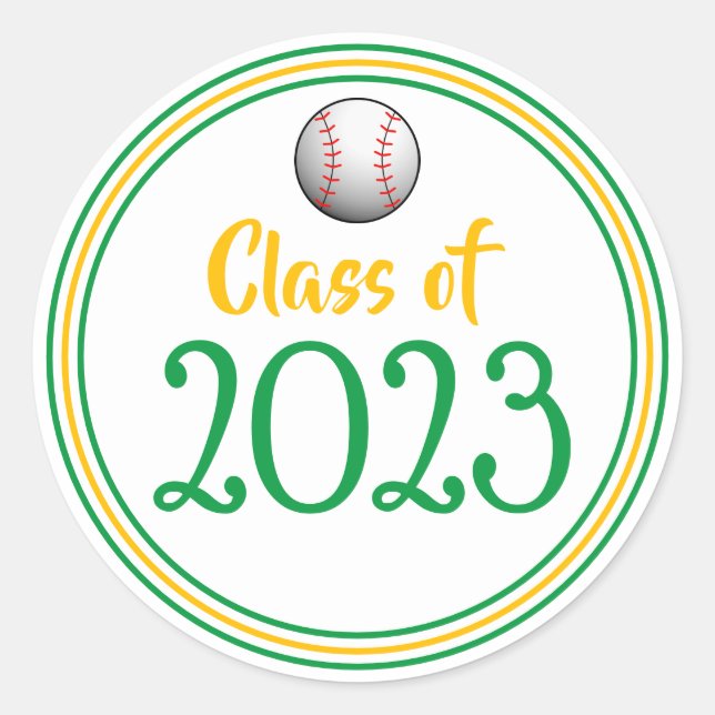Class Year Green & Gold Graduation Classic Round Sticker (Front)