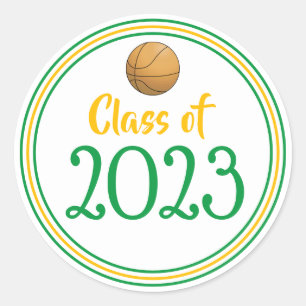 Class Year Green & Gold Graduation Classic Round Sticker