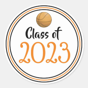 Class Year Orange & Black Graduation Classic Round Sticker