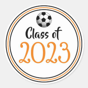 Class Year Orange & Black Graduation Classic Round Sticker