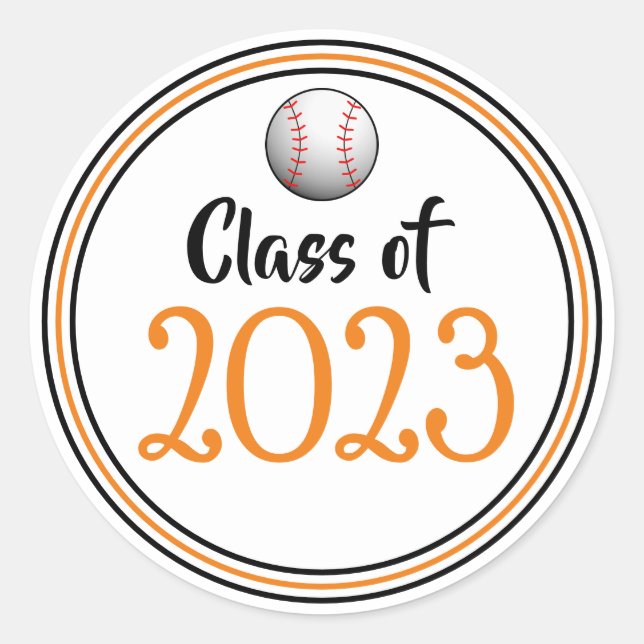 Class Year Orange & Black Graduation Classic Round Sticker (Front)