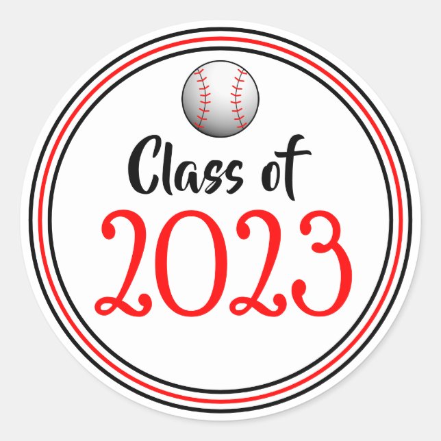 Class Year Red & Black Graduation Classic Round Sticker (Front)