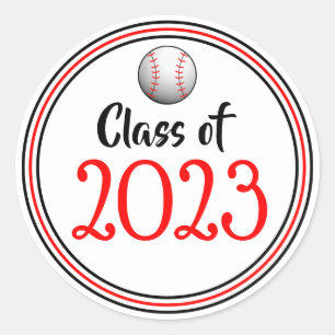 Class Year Red & Black Graduation Classic Round Sticker