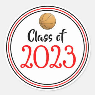 Class Year Red & Black Graduation Classic Round Sticker