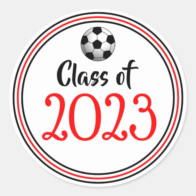 Class Year Red & Black Graduation Classic Round Sticker (Front)