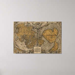 Classic 1531 Antique World Map by Oronce Fine Canvas Print