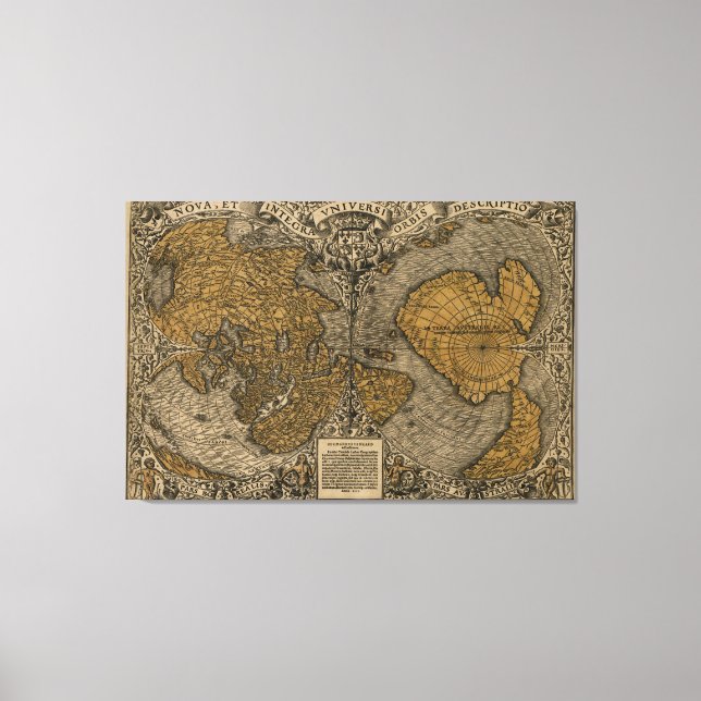 Classic 1531 Antique World Map by Oronce Fine Canvas Print (Front)
