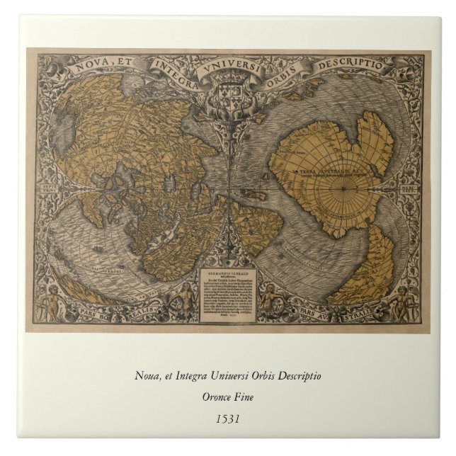 Classic 1531 Antique World Map by Oronce Fine Tile (Front)