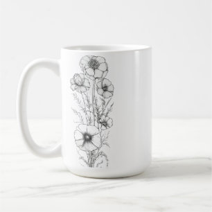 Classic 15 oz Floral Outline Mug