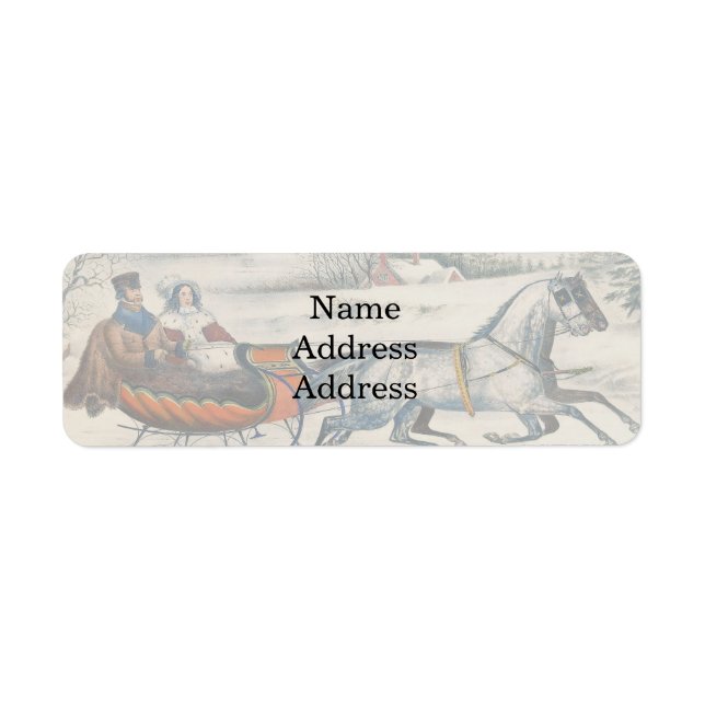 Classic 1853 Sleigh Ride Currier Ives Road Winter (Front)