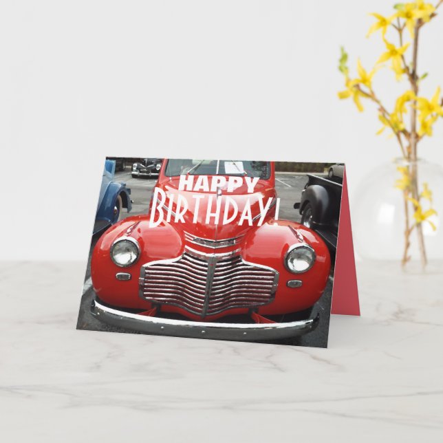 Classic 1941 Chevy Coupe Birthday Card (Yellow Flower)