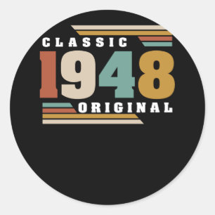 Classic 1948 Original 74th Birthday 74 Year Old Round Sticker