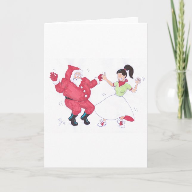 Classic 1950s Jive Dancing Christmas Holiday Card (Front)