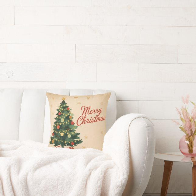 Classic 1950s Merry Christmas  Cushion (Couch)