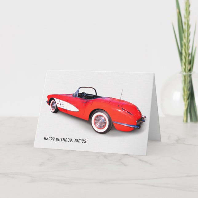classic 1960 red corvette on white card (Front)