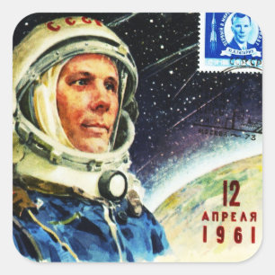 CLASSIC 1960s SPACE RACE ASTRONAUT Square Sticker