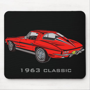 Classic 1963 Red Corvette Design Mousepad