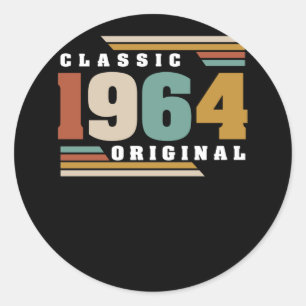 Classic 1964 Original 58th Birthday 58 Year Old Round Sticker