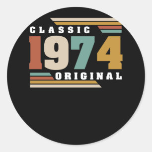 Classic 1974 Original 48th Birthday 48 Year Old Round Sticker