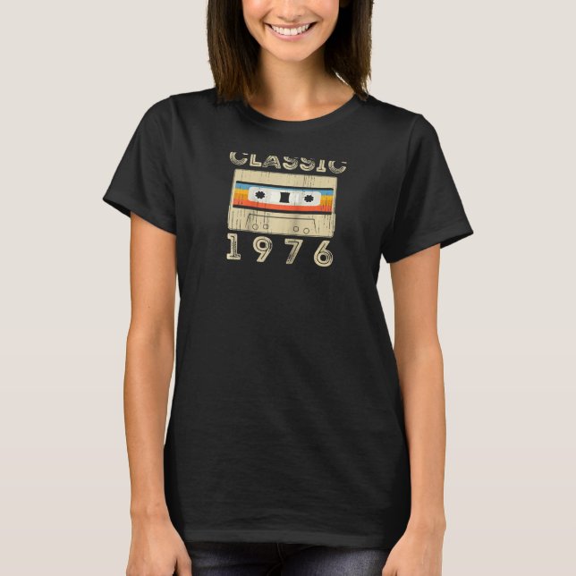 Classic 1976 44th Birthday  Retro Cassette Tape Vi T-Shirt (Front)