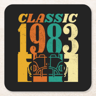 Classic 1983 42nd Birthday Square Paper Coaster