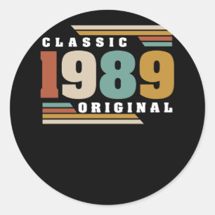 Classic 1989 Original 33rd Birthday 33 Year Old Round Sticker