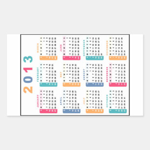 Classic  2013 Calendar Rectangular Sticker