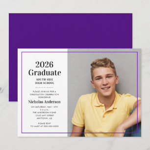 Classic 2022 Graduate Purple Photo Graduation Invitation