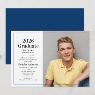 Classic 2023 Graduate Blue Photo Graduation  Invitation