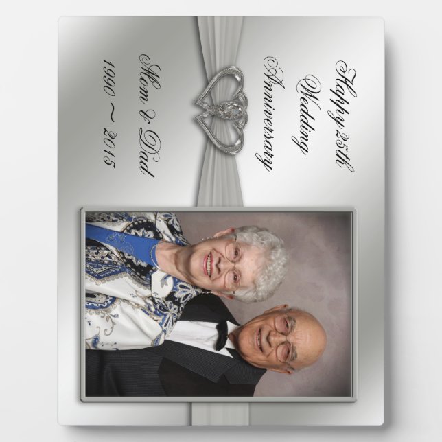 Classic 25th Wedding Anniversary Photo Plaque (Front)