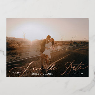 Classic 2 Photo Wedding Save The Date Rose Gold