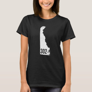 Classic 302 Delaware Pride Outline State Area Code T-Shirt