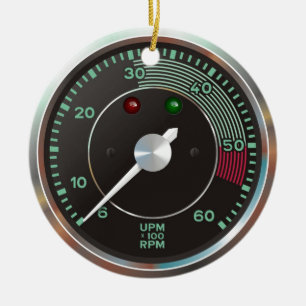 Classic 356 rev counter, old air-cooled sports car ceramic tree decoration