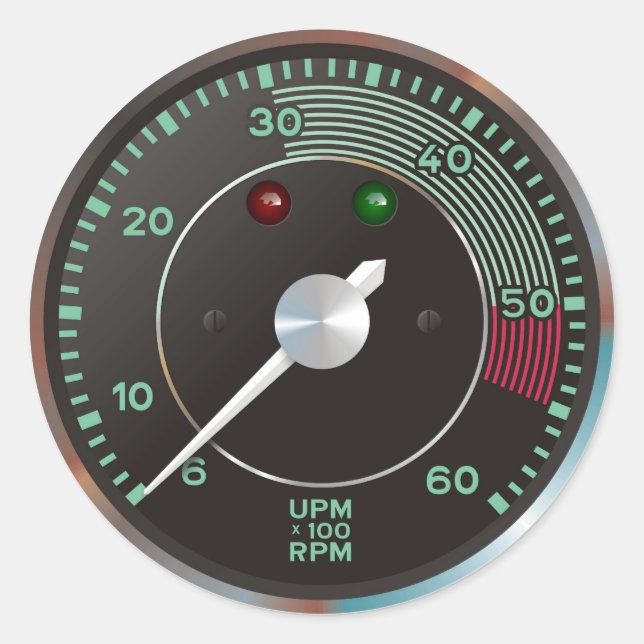 Classic 356 rev counter, old air-cooled sports car classic round sticker (Front)
