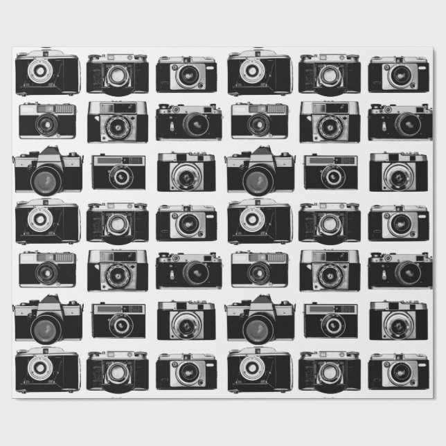 CLASSIC 35mm PHOTO FILM CAMERAS PATTERN Wrapping Paper (Flat)